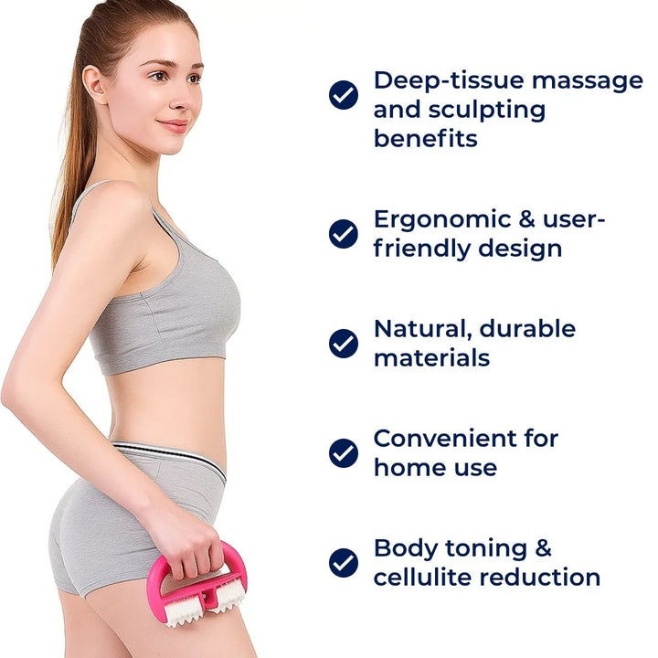 ToneWood | Cellulite Massasje Roller – Dypvev Skulptur – Naturlig Tre – Hjemme Kropp Toner Luvikno