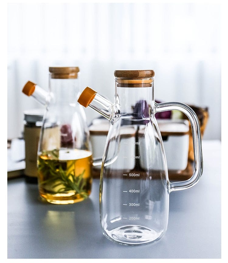 Transparent glass oil bottle with handle Luvikno