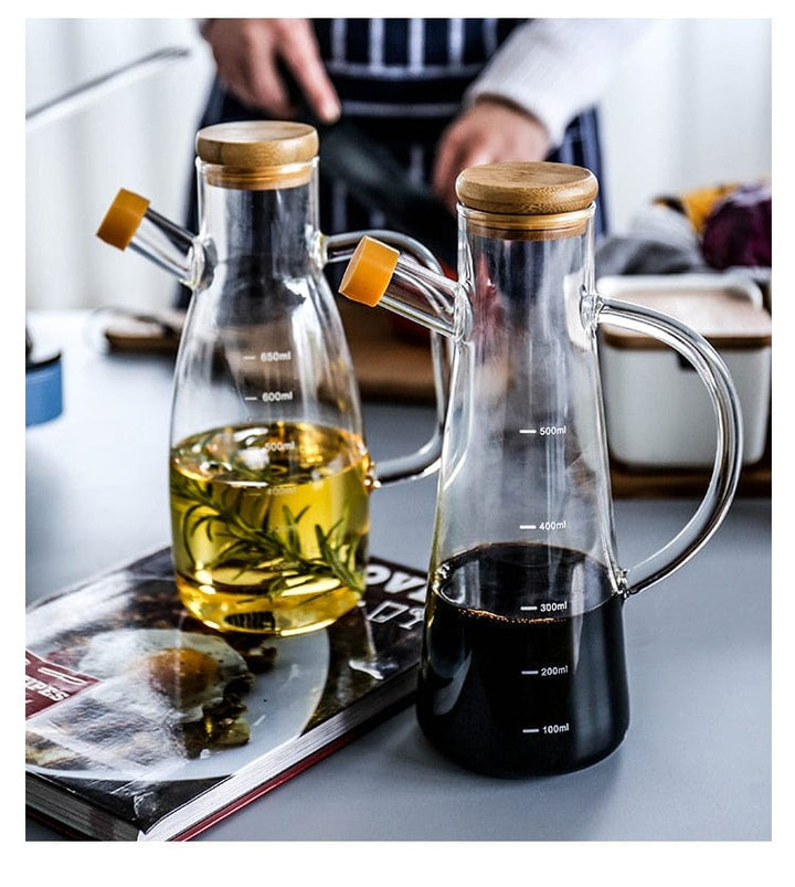 Transparent glass oil bottle with handle Luvikno