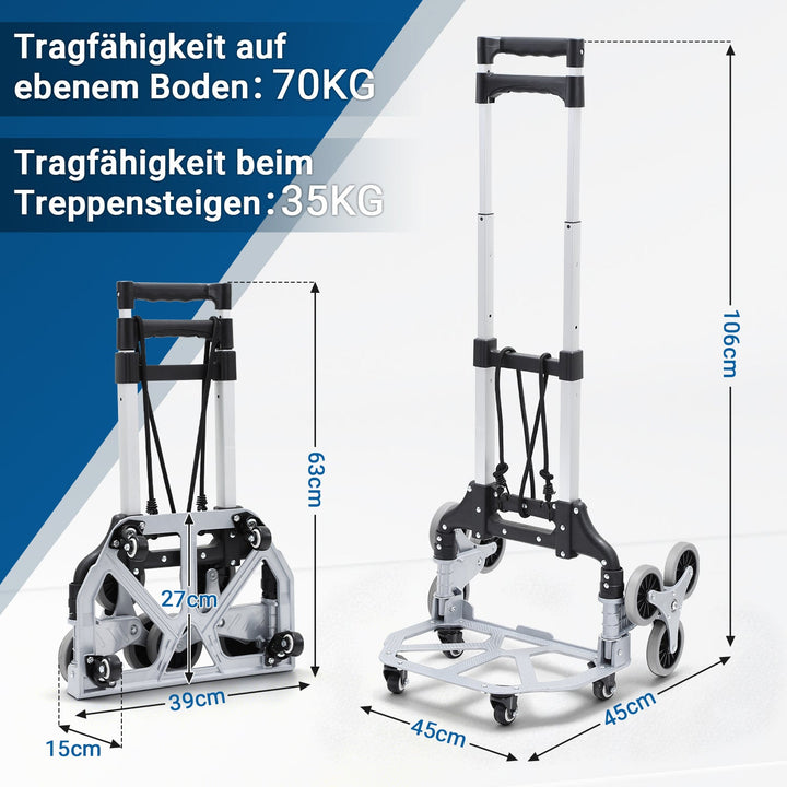 Trappetransportvogn Sammenleggbar Trappetruck opptil 75kg | Luvikno