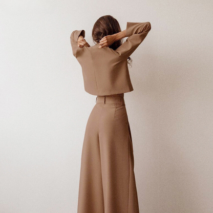 Luvik | Tyylikäs Naisten Kaksiosainen Setti Laajasti Leikatulla Housulla