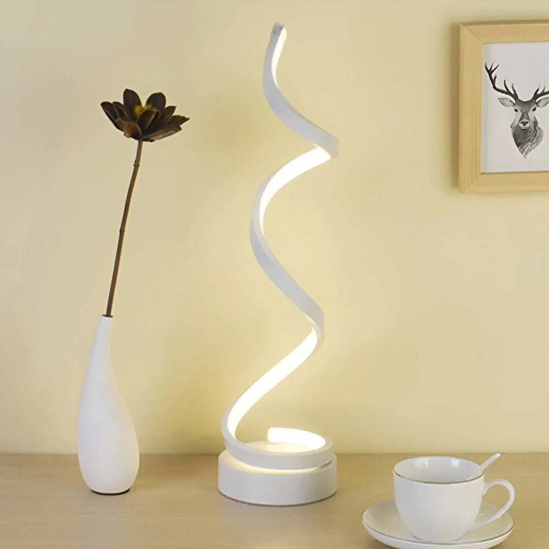 Luvikno | Elegant Spiral Glow LED Skrivebordslampe – Energi Effektiv, Bærekraftig & Øyevennlig Design