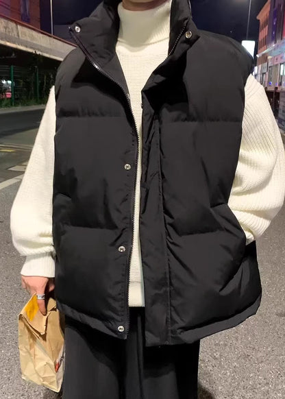 Luvik | Yli suuren musta ohut puuvillapufferitakki miehille talveksi