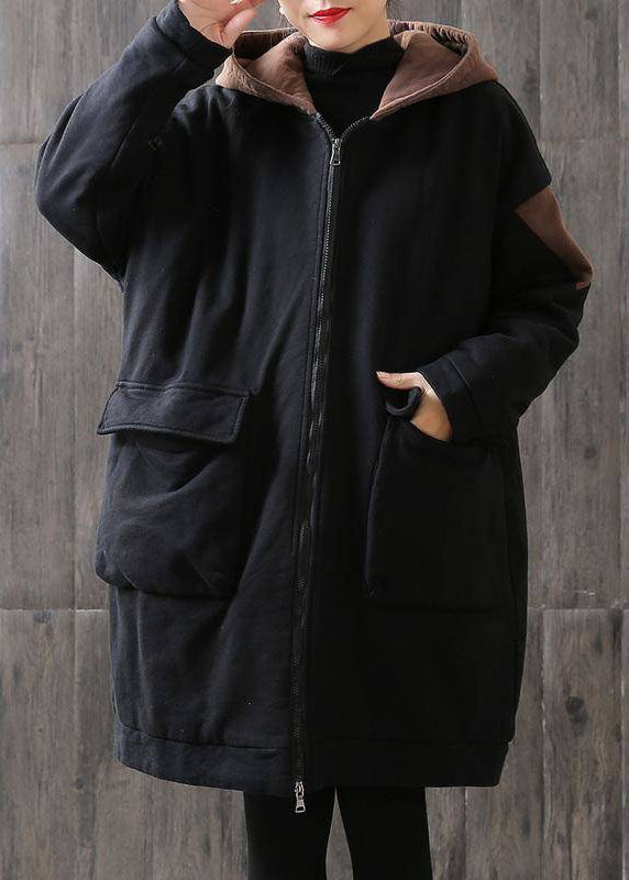 Luvik | Sukkanen suklaan vetoketjulla, taskut, päällyskangas, talvi, paksu puuvilla, pitkähihainen takki