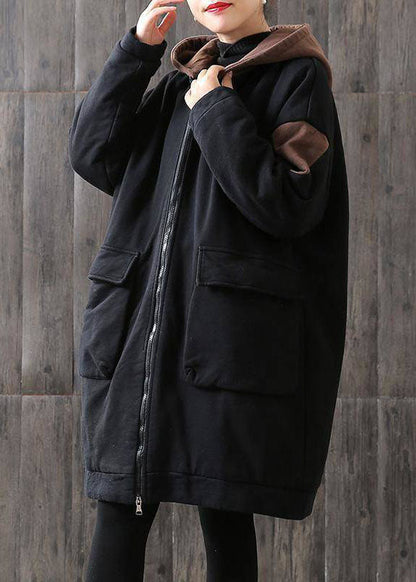 Luvik | Sukkanen suklaan vetoketjulla, taskut, päällyskangas, talvi, paksu puuvilla, pitkähihainen takki