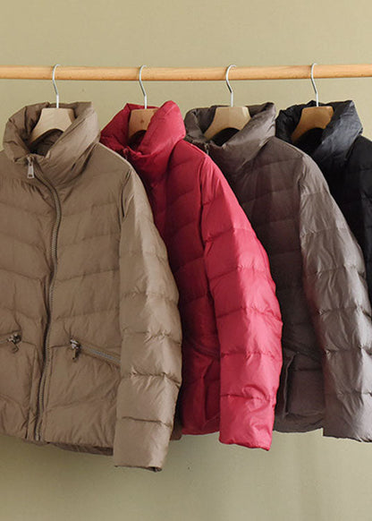 Luvik | Khaki Poolokaulus Taskut Muoti Talvi Untuvatakit