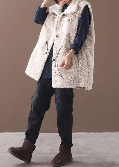Luvik | Med snøreplugg Plus Size uten ermer Maxi Jakke lys beige hvit silhuett jakker til kvinner