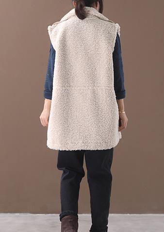 Luvik | Med snøreplugg Plus Size uten ermer Maxi Jakke lys beige hvit silhuett jakker til kvinner