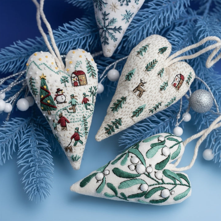 DIY Julepynt Sett – Hjerteformet Håndbroderi Håndverk Luvikno