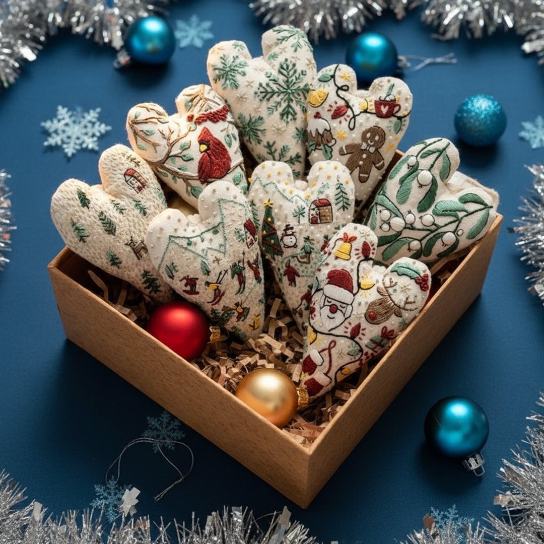 DIY Julepynt Sett – Hjerteformet Håndbroderi Håndverk Luvikno