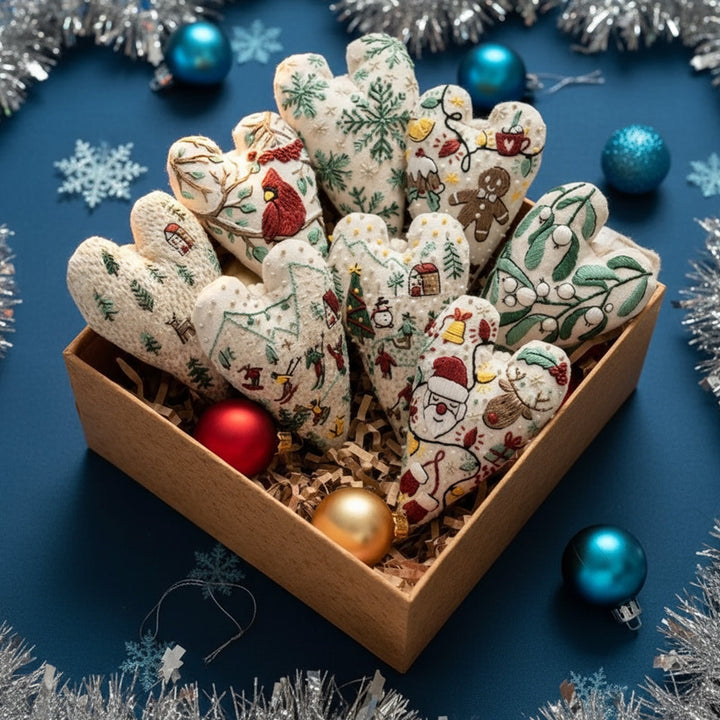 DIY Julepynt Sett – Hjerteformet Håndbroderi Håndverk Luvikno