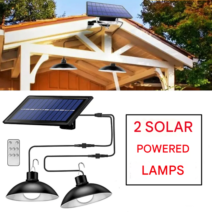 SolarDuo LED Lamp Sett på Solenergi med Fjernkontroll | Luvikno