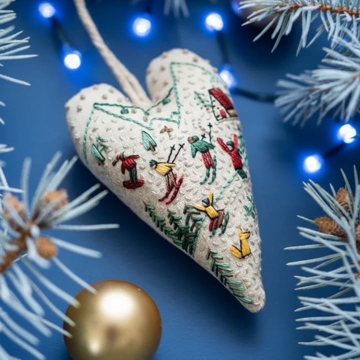 DIY Julepynt Sett – Hjerteformet Håndbroderi Håndverk Luvikno