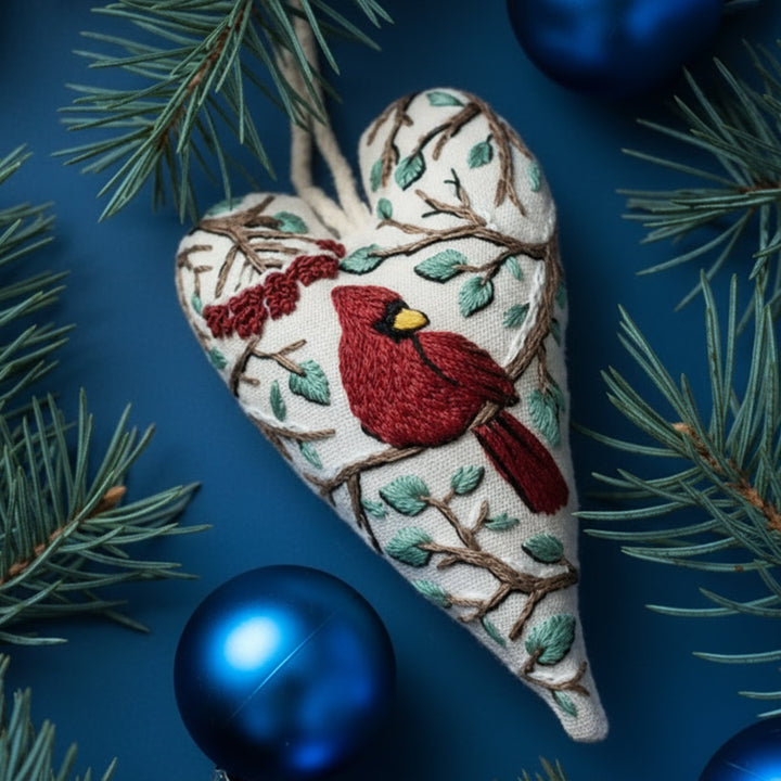 DIY Julepynt Sett – Hjerteformet Håndbroderi Håndverk Luvikno