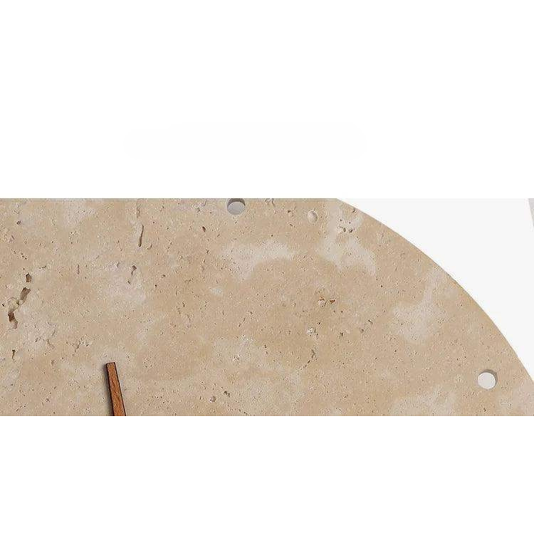 Travertine Veggklokke med LED Lys – Minimalistisk & Dekorativ | Høy- Kvalitets Naturlig Stein Klokke | Luvikno