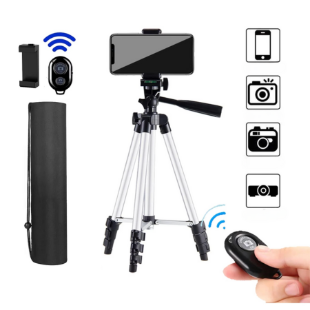 Universelt lett stativ med Bluetooth-fjernkontroll for smarttelefoner og DSLR-kameraer Luvikno