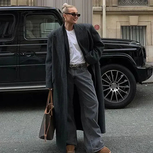 Luvik | pitkä raidallinen talvitakki