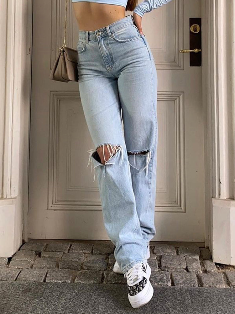 Luvik | Jeans Sininen Revitty 100% Puuvilla