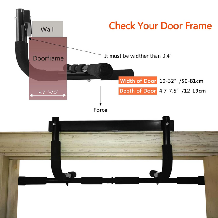 PowerGrip - Sterke Dørkarm Pull-up Bar opptil 200 Kg Luvikno