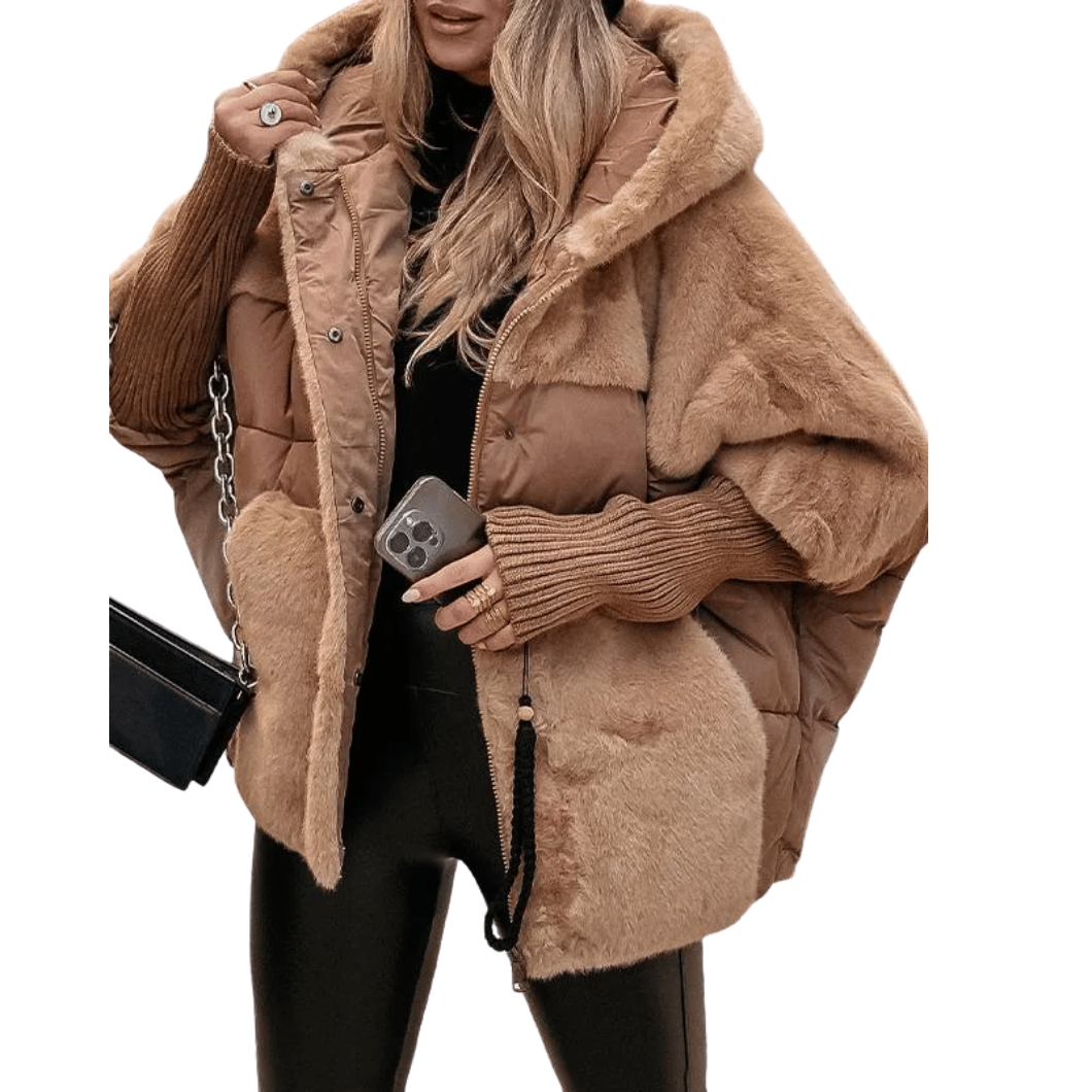 Luvik | Talvitakki - Rentomalli - Vuorattu tikkitakki, jossa karvayksityiskohtia