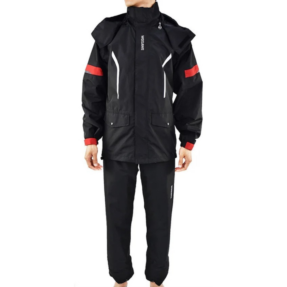 Luvik | Miesten moottoripyörä sadejakku vesitiivis - Heijastava musta/vihreä S-2XL