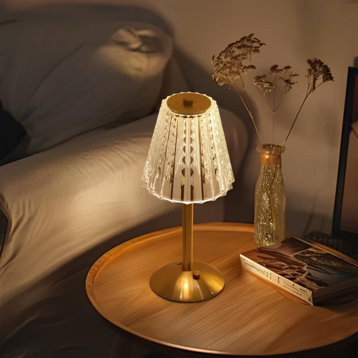 Golden Crystal Table Lamp - Aurora Luxe | Luvikno