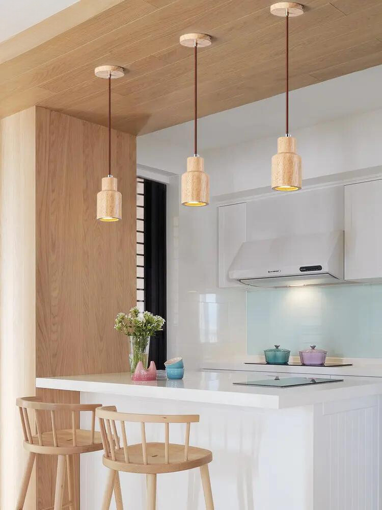 Skandinavisk Tre Pendellampe – Minimalistisk Design for Stue og Soverom | Naturlig Trelook | Luvikno