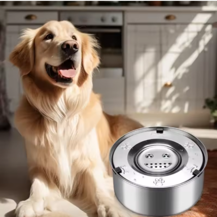 FreshPaws – Rustfritt stål hundevannskål med anti-søle funksjon Luvikno