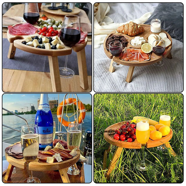 CheeseBoard Delights – Stylish Wooden Picnic Accessory Luvikno