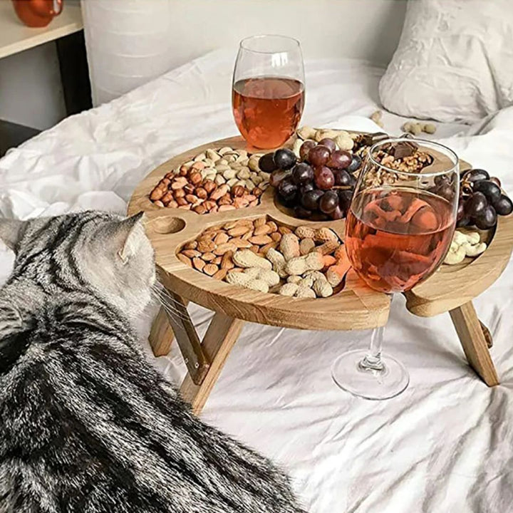 CheeseBoard Delights – Stylish Wooden Picnic Accessory Luvikno