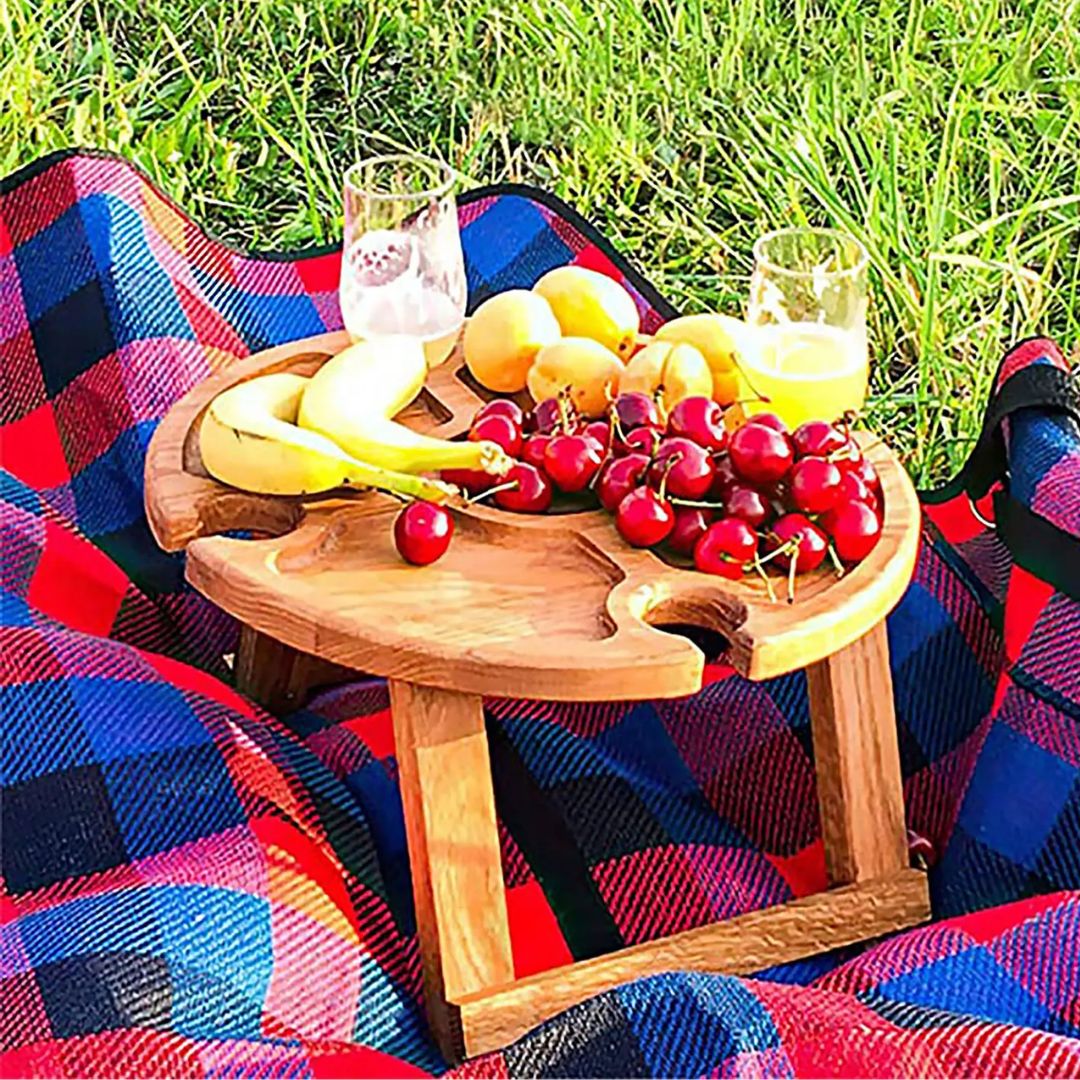 CheeseBoard Delights – Stylish Wooden Picnic Accessory Luvikno