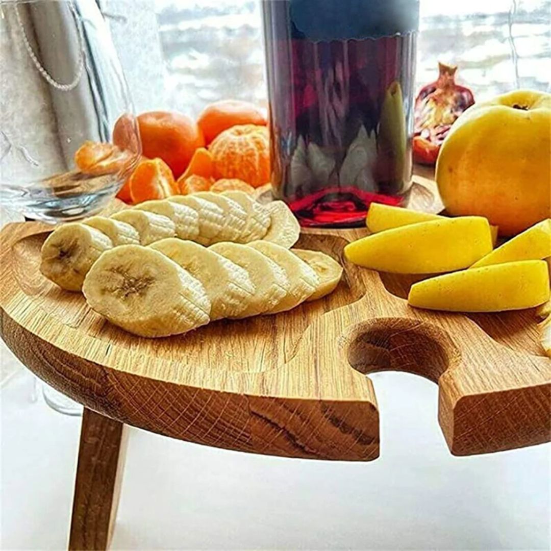 CheeseBoard Delights – Stylish Wooden Picnic Accessory Luvikno