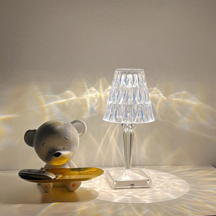 CrystalLuxe Bordlampe - Elegant Krystall Bordbelysning Luvikno
