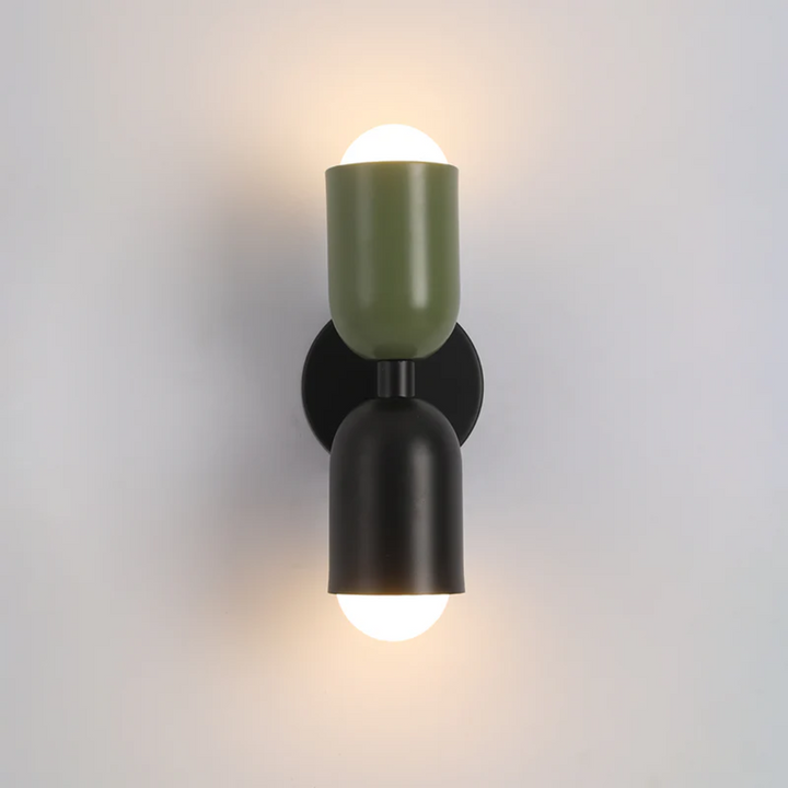 Luvikno | Vegglampe DuoGlow | Dobbelsidig LED-belysning | Fargefremheving for ditt hjem | Metalkabinett i grønn, rosa eller rød