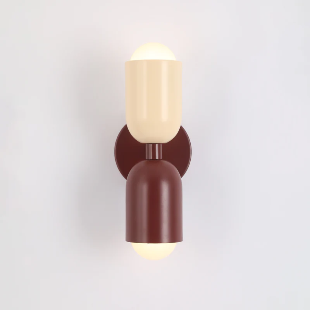 Luvikno | Vegglampe DuoGlow | Dobbelsidig LED-belysning | Fargefremheving for ditt hjem | Metalkabinett i grønn, rosa eller rød