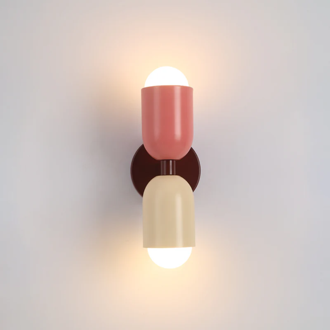 Luvikno | Vegglampe DuoGlow | Dobbelsidig LED-belysning | Fargefremheving for ditt hjem | Metalkabinett i grønn, rosa eller rød