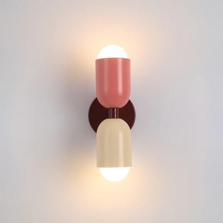 Luvikno | Vegglampe DuoGlow | Dobbelsidig LED-belysning | Fargefremheving for ditt hjem | Metalkabinett i grønn, rosa eller rød