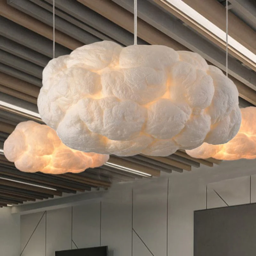 Designer Cloud LED Pendellampe Hvit PVC/Bomull - Nimbus | Luvikno