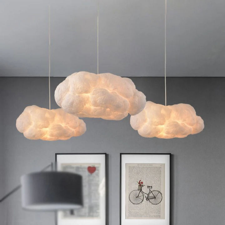 Designer Cloud LED Pendellampe Hvit PVC/Bomull - Nimbus | Luvikno