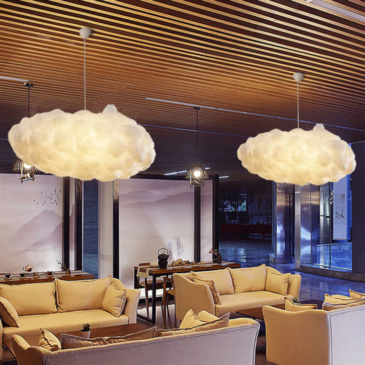 Designer Cloud LED Pendellampe Hvit PVC/Bomull - Nimbus | Luvikno