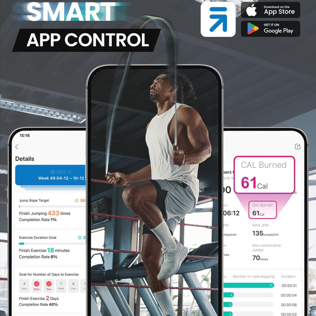 JumpFit - Slank Hoppetau med App og Knuteløst Design Luvikno