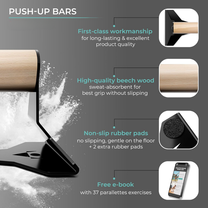 PowerGrip - Tre Push-Up Parallettes med Antiskli Luvikno