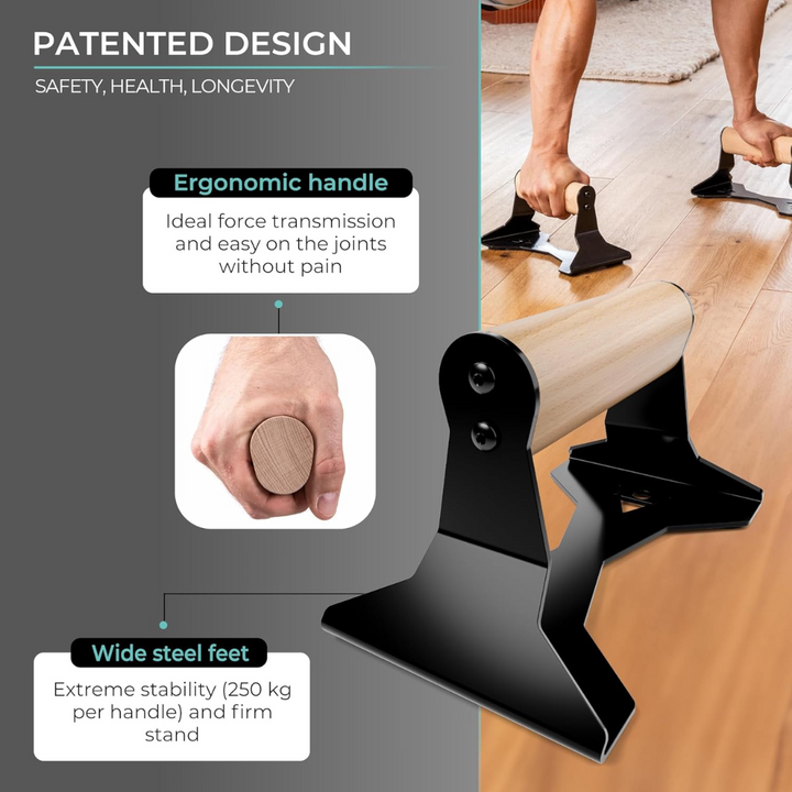 PowerGrip - Tre Push-Up Parallettes med Antiskli Luvikno