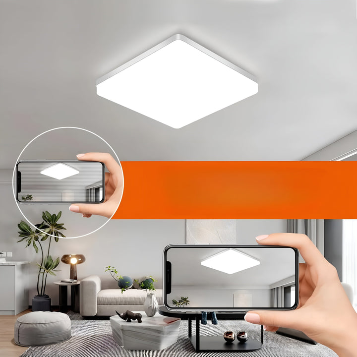 Firkantet LED Taklampe – Jevn, Behagelig Lys | Egnet for Stue & Bad | Luvikno