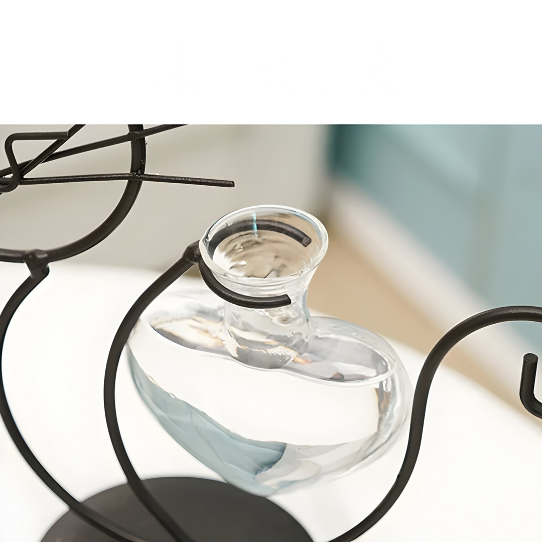 AquaPurr Vase - Hydroponisk Glass Hjertevase med Katteformet Holder | Luvikno