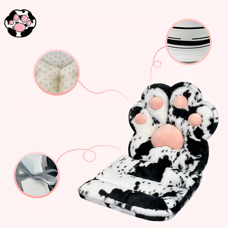 L-formet kattepfotpute – kosete og myk | Fluffy setepute for spillstoler og sofaer | Luvikno