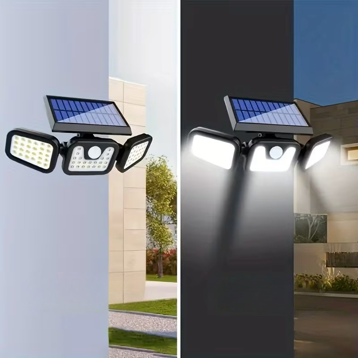 Solar vegglampe med bevegelsessensor – Lys sterk utendørsbelysning med 3 lysmodus | Værbestandig IP44 for hage, gårdsrom og garasje | Luvikno