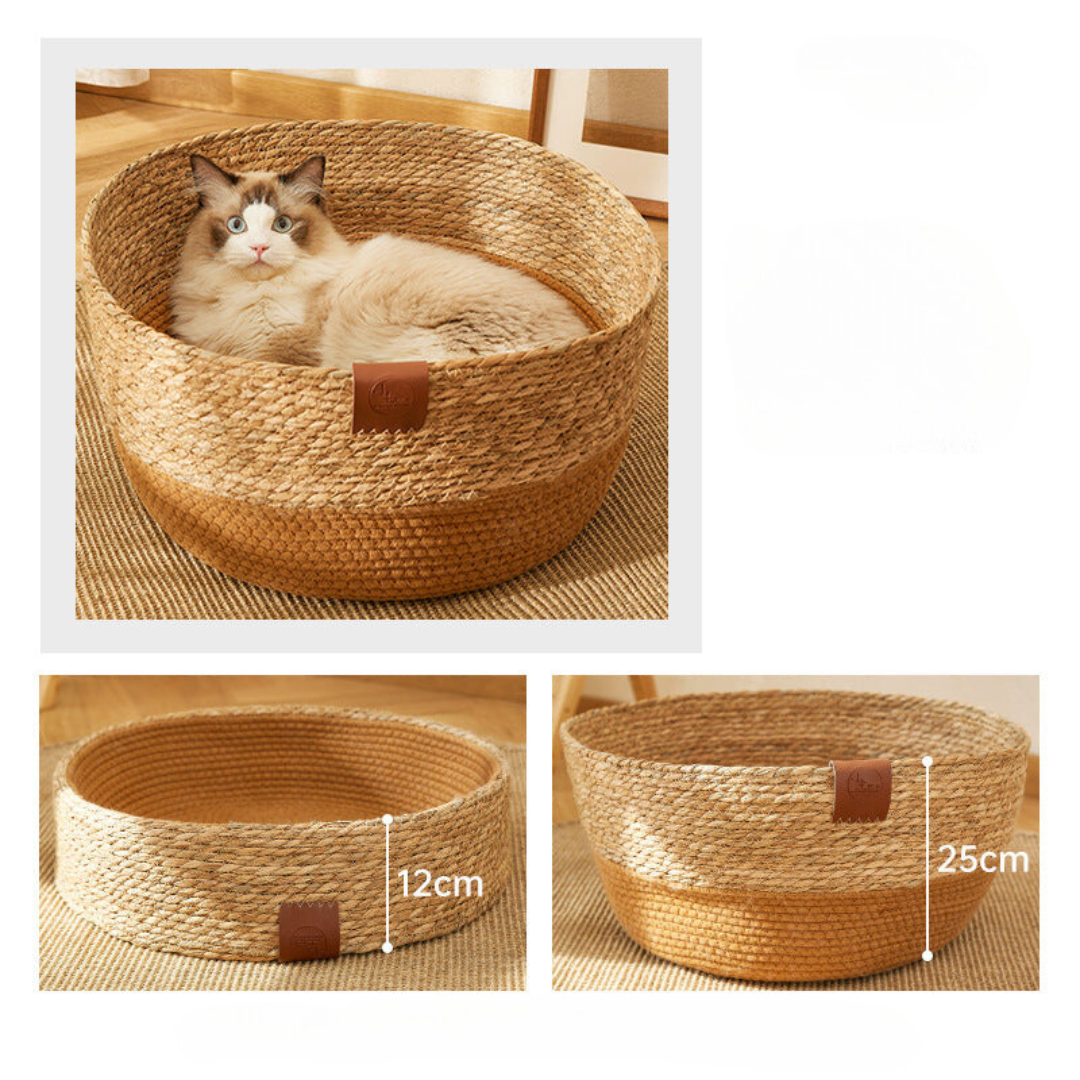 Håndvevd rattan katt klore seng Luvikno