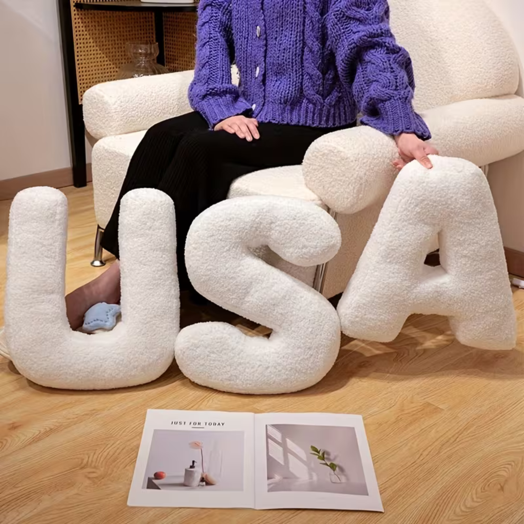 Hvit Bokstav Dekorativ Pute – Myk Og Allsidig | Kreative Puter For Sofaen Og Sengen | Luvikno