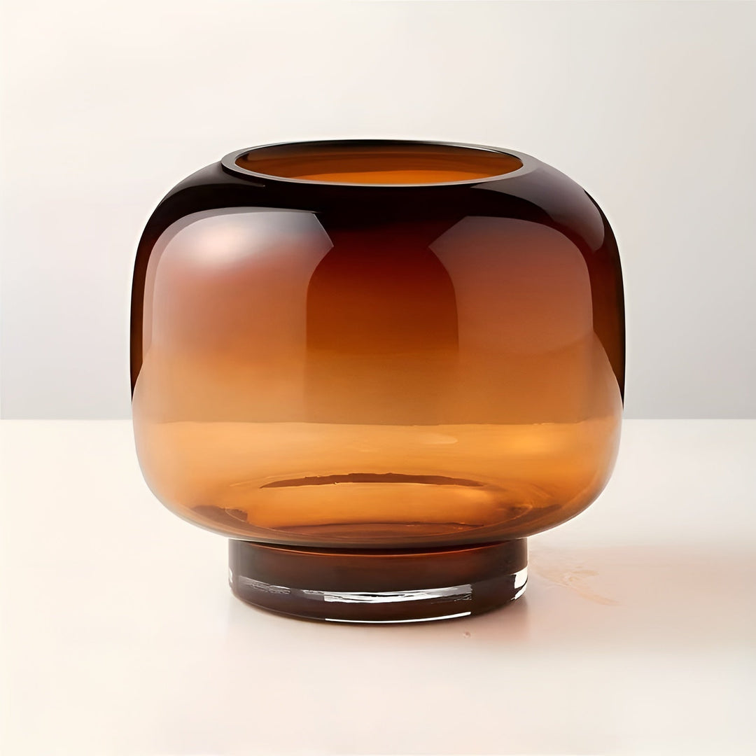 Glass Vase Hand Luviknoown – Minimalistisk og Dekorativ | Transparent Design for Luviknoomster, Hydroponics og Moderne Boligrom i Amber | Luvikno